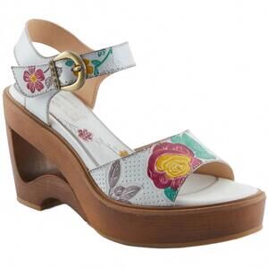 NEW SPRING FOOTWEAR women's coolchic heeled sandal in white multi